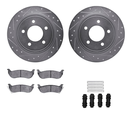 7312-39030, Rotors-Drilled, Slotted-SLV W/3000 Series Ceramic Brake Pads Incl. Hardware, Zinc Coat